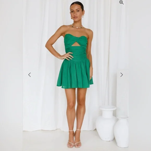 Let’s Get It Popping Strapless Green Dress with Cutout (Comes with Straps) - Picture 11 of 15